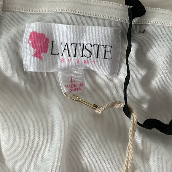 L’Atiste Tiered White & Black Maxi Dress NWT Size L - Picture 14 of 15